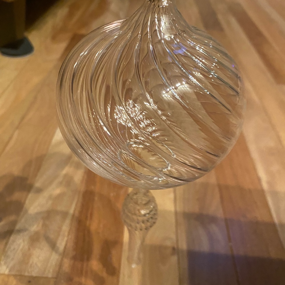 Clear Swirled Glass Christmas Ornament